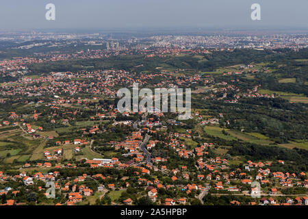 Amazing panoramic view from Avala Tower near city of Belgrade, Serbia Stock Photo