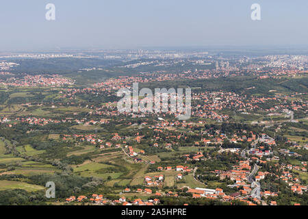 Amazing panoramic view from Avala Tower near city of Belgrade, Serbia Stock Photo