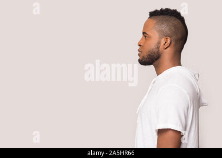African American man in profile look at copy space Stock Photo