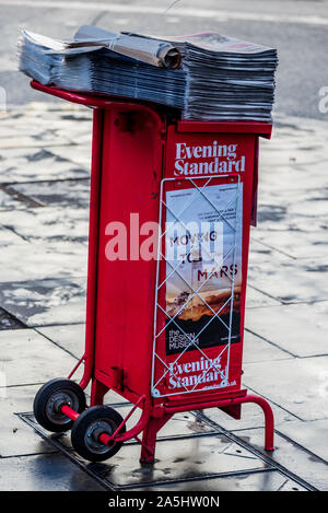 London Evening Standard newspapers available to be picked up free in London's West End. Stock Photo