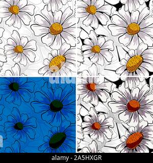 Chamomile seamless for decoration design. Floral botanical print. White daisy chamomile. Vector floral pattern. Flower seamless pattern Stock Vector