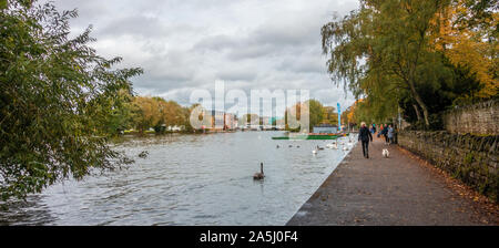 A view down The River Thames at Windsor in the UK. Stock Photo