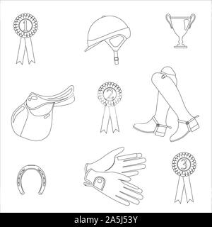 Horse jumping gear - seamless vector pattern on white background Stock Vector