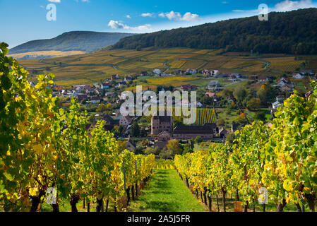 beautiful alsace in autumn above the village of soultzmatt Stock Photo