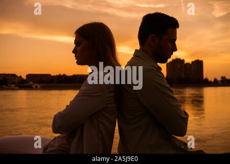 Young couple having troubles in their relationship. Stock Photo