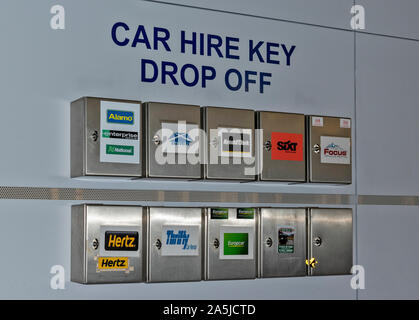 AIRPORT CAR HIRE KEY DROP OFF BOXES Stock Photo