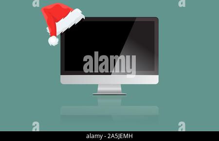 Realistic large Monitor Display mock up. Vector illustration. Stock Vector