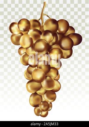 Logo Gold grapes. Wine grapes icon. Gold fruits. Abstract illustration. 3D vector Stock Vector