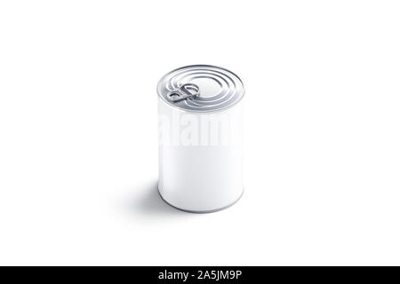 Blank white big conserve can with lid mockup, isolated Stock Photo