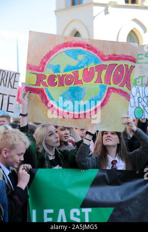 School children take to the streets of Belfast, Northern Ireland to protest during Global Strike Day. Thousands of people are protesting across the UK, with pupils leaving schools and workers downing tools as part of a global 'climate strike' day.  Featuring: School Children Belfast Climate Protest Where: Belfast, Northern Ireland When: 20 Sep 2019 Credit: WENN.com Stock Photo
