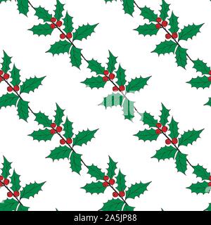 Christmas seamless pattern of red and blue holly berries. Christmas holiday pattern. Vector seamless pattern merry christmas pattern. Stock Vector