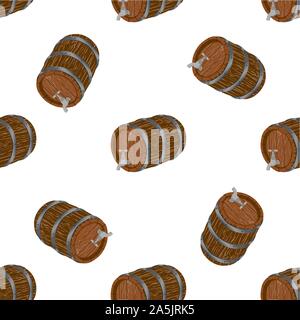 Illustration on theme big colored pattern oktoberfest, german holiday it fest barrel. Pattern consisting of collection fest barrel, accessory for okto Stock Vector