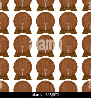 Illustration on theme big colored pattern oktoberfest, german holiday it fest barrel. Pattern consisting of collection fest barrel, accessory for okto Stock Vector