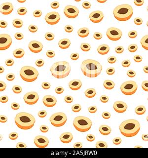 Illustration on theme colored seamless apricot pattern, type of wallpaper for walls. Seamless pattern consisting of collection apricots, accessory at Stock Vector