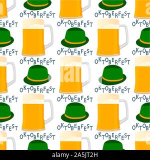 Illustration on theme big colored pattern oktoberfest, german holiday it fest beer. Pattern consisting of collection fest beer, accessory for oktoberf Stock Vector