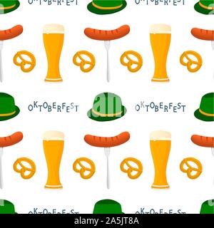 Illustration on theme big colored pattern oktoberfest, german holiday it fest pretzel. Pattern consisting of collection fest pretzel, accessory for ok Stock Vector