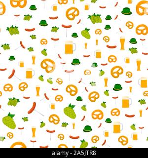 Illustration on theme big colored pattern oktoberfest, german holiday it fest pretzel. Pattern consisting of collection fest pretzel, accessory for ok Stock Vector