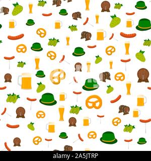 Illustration on theme big colored pattern oktoberfest, german holiday it fest pretzel. Pattern consisting of collection fest pretzel, accessory for ok Stock Vector