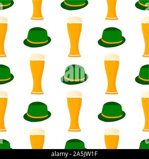 Illustration on theme big colored pattern oktoberfest, german holiday it fest pretzel. Pattern consisting of collection fest pretzel, accessory for ok Stock Vector
