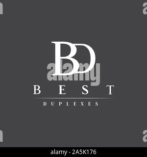 B,D vector logo. BD emblem. BD monogram Stock Vector