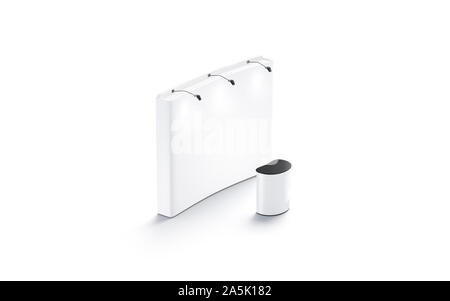 Blank white trade show booth mockup, side view Stock Photo