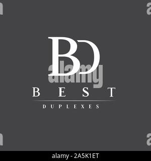 B,D vector logo. BD emblem. BD monogram Stock Vector