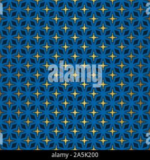 Golden and blue background. Luxury oriental seamless pattern Stock Vector