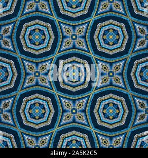Golden and blue background. Luxury oriental seamless pattern Stock Vector