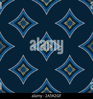 Golden and blue background. Luxury oriental seamless pattern Stock Vector