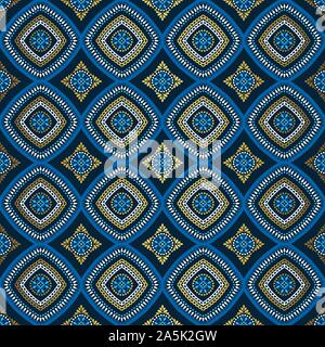 Golden and blue background. Luxury oriental seamless pattern Stock Vector