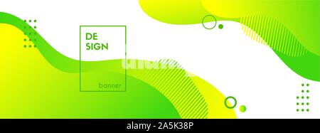 Green liquid banner template. Vector abstract background with green gradient fluid waves Stock Vector