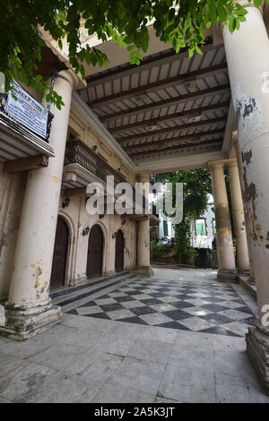 Nat Mandir (estd. 1830) of the Shobhabazar Royal Palace. 35 Raja Nabakrishna Street. Kolkata, West Bengal, India. Stock Photo