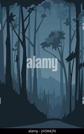 Summer night forest Stock Vector