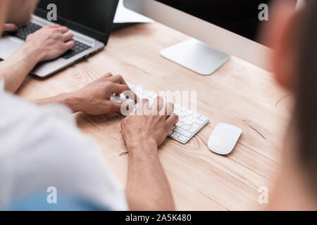 close up. groups student working on computers. people and technology Stock Photo
