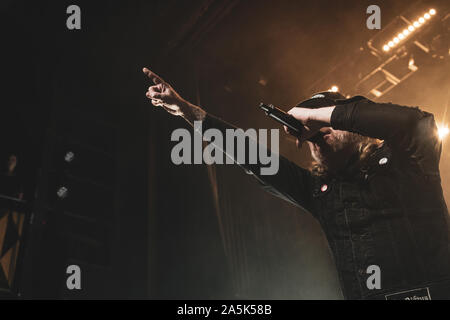 Copenhagen, Denmark. 25th, January 2019. The Swedish death metal band At The Gates performs a live concert at VEGA in Copenhagen. Here vocalist Tomas Lindberg is seen live on stage. (Photo credit: Gonzales Photo - Nikolaj Bransholm). Stock Photo