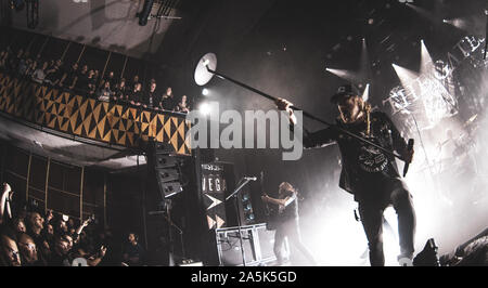 Copenhagen, Denmark. 25th, January 2019. The Swedish death metal band At The Gates performs a live concert at VEGA in Copenhagen. Here vocalist Tomas Lindberg is seen live on stage. (Photo credit: Gonzales Photo - Nikolaj Bransholm). Stock Photo