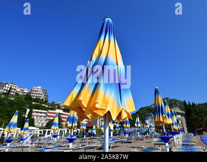 City beach in the resort area in Becici, Budva Stock Photo