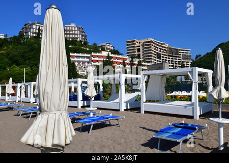 City beach in the resort area in Becici, Budva Stock Photo