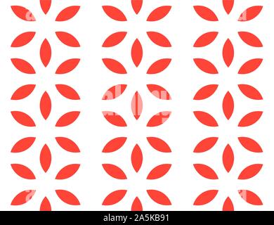 Vector seamless geometric pattern. Orange flowers on white background. Stock Vector