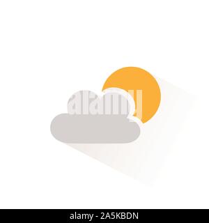 Sun and cloud color icon with shadow. Flat vector illustration Stock Vector
