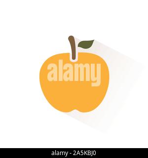 Yellow apple color icon with shadow. Flat vector illustration Stock Vector