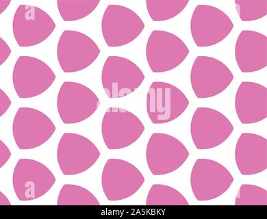 Vector seamless geometric pattern. Half lemon shapes in pink color on white background. Stock Vector