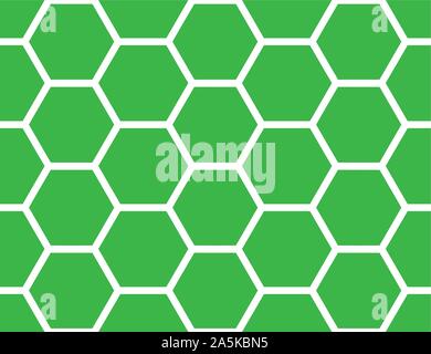 Vector seamless geometric pattern. Shaped white hexagons, lines on green background. Stock Vector