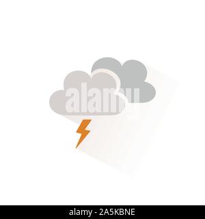 Storm color icon with shadow. Flat vector illustration Stock Vector