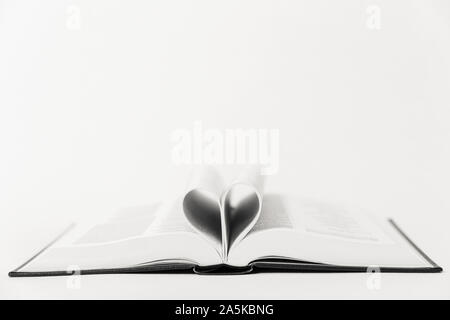 An open book on a table. Stock Photo