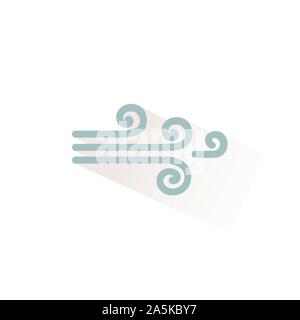 Wind color icon with shadow. Flat vector illustration Stock Vector