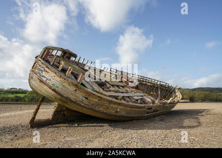 Shipwreck at Dulas Bay, near Amlwch on Angelsey, North Wales Stock Photo