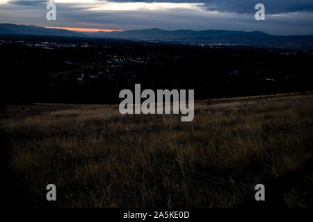 Missoula, Montana at Dusk. Stock Photo