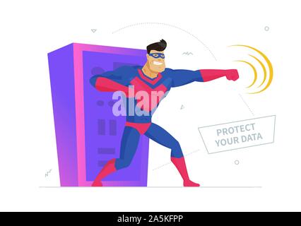 Cyber security metaphor flat design style vector illustration Stock Vector
