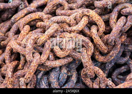 A close up of rusty chains Stock Photo